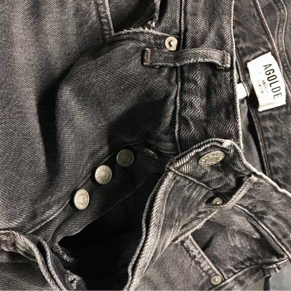 AGOLDE Jamie Straight Void Washed Black High Rise Slim Leg Cropped Denim Jean 24 - Picture 10 of 11